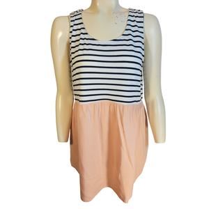 UMGEE Pink White Striped Round Neck Sleeveless Tank Top Women's Size Small
